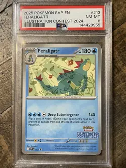 2025 POKEMON SVP213 EN-SV PROMO ILLUSTRATION CONTEST 2024 #213 FERALIGATR PSA 8 - Image 1