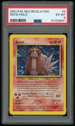 Pokemon TCG Entei Holo Rare Neo Revelation #6 WOTC 2001 PSA 6 EX-MT - Image 1