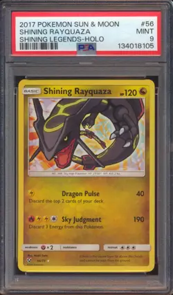 2017 POKEMON SHINING LEGENDS RAYQUAZA #56 HOLO PSA 9 Centered & undergraded! - Image 1