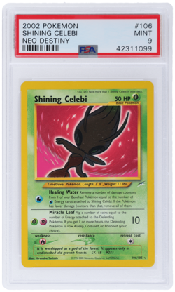 2002 Pokemon Neo Destiny Shining Celebi #106 PSA 9 - Image 1