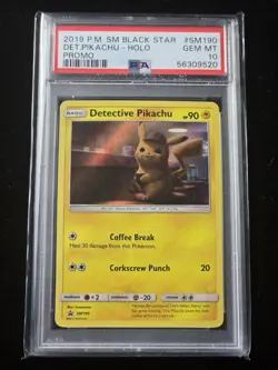 PSA 10 Detective Pikachu SM190 Pokemon Card Black Star Promo 2019 GEM MINT - Image 1