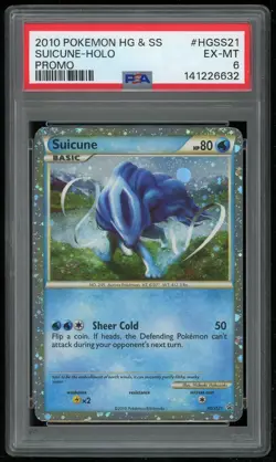 Pokemon TCG Suicune Shiny Holo Black Star Promo HGSS21 PSA 6 EX-MT 2010 - Image 1