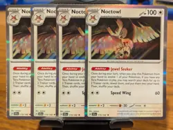Pokemon TCG Stellar Crown Noctowl Holo Rare 115/142 x4 Playset - Image 1
