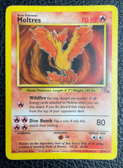 Pokemon TCG Moltres Fossil 27 Regular Unlimited Rare LP (1) Vintage 27/62 - Image 1