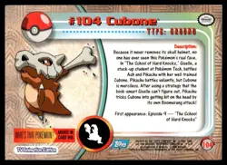 Cubone #104 - Pokemon 2000 Topps TV - NM - Image 2