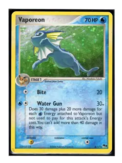 Vaporeon 6/17 Rare Holo HP Pokemon Card POP Series 3 2006 DF5 - Image 1
