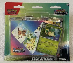 Pokemon TCG: Prismatic Evolutions 3-Pack Blister Tech Sticker Collection Leafeon - Image 1