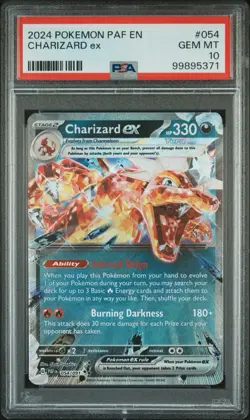 2024 Pokemon PAF EN Charizard ex #054 PSA 10 - Image 1