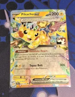 057/191 Pikachu ex Pokemon TCG Prize Pack Series 7 Play Stamped Surging Sparks - Image 1
