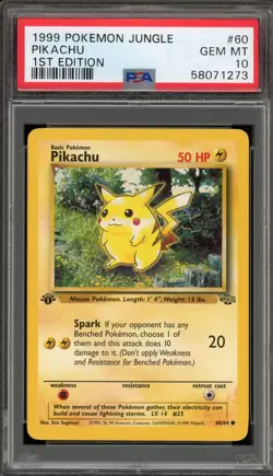Pokemon Pikachu Jungle 1st Edition #60 PSA 10 Gem Mint - Image 1