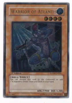 Yugioh 2007 Warrior Of Atlantis 1st Ed. FOTB-EN016 Ultimate Rare Near Mint - Image 1