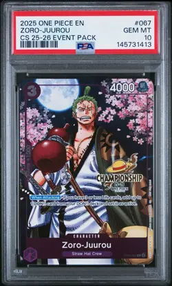 2024 One Piece Event Pack CS Championship Zoro-Juurou #067 PSA 10 GEM MINT - Image 1