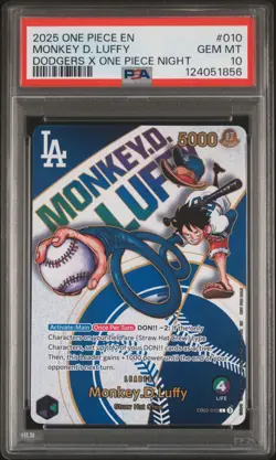 2025 One Piece Monkey D. Luffy Dodgers Promo PSA 10 GEM MINT #010 - Image 1