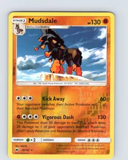 Pokemon TCG Mudsdale S&M Burning Shadows 78/147 Reverse Holo Rare Card NM - Image 1