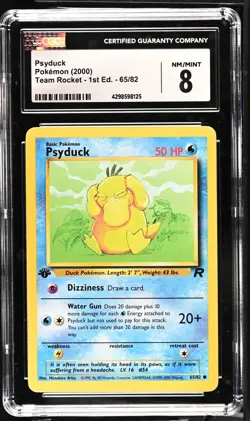 Psyduck 65/82 1st Ed. Pokemon card (2000) - Team Rocket - CGC 8 - Image 1