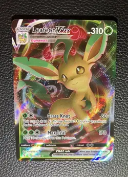 Pokemon TCG Leafeon VMAX Holo Ultra Rare Card Evolving Skies 008/203 NM - Image 1