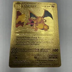 CHARIZARD 4/102 Base Set Vintage Gold Foil RARE Fan Art Display Card NM - Image 1