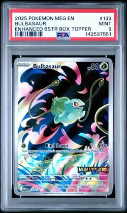 Pokemon TCG Bulbasaur IR 133/132 Mega Evolutions Stamped Promo Card PSA 9 - Image 1
