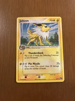 Pokemon Jolteon POP Series 3 Rare Card 3/17 2006 70 HP Thundershock Pin Missile - Image 1