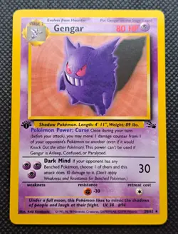 Pokemon TCG Gengar Fossil Card 20/62 First Edition Non Holo NICE CARD! - Image 1