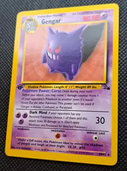 Pokemon TCG Gengar Fossil Card 20/62 First Edition Non Holo NICE CARD! - Image 3
