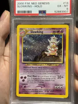 DOUBLE SWIRL Pokemon Card Neo Genesis Holo Slowking #14 PSA 6 NM - Image 2