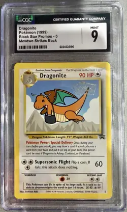 CGC 9 MINT Dragonite # 5 WB Movie WOTC Black Star PROMO Pokemon Card - Image 1