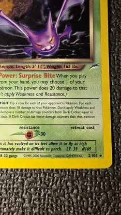 Pokemon Dark Crobat 2/105 Neo Destiny Holo Rare 70 HP Unlimited English Card - Image 5