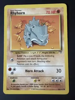 Rhyhorn Pokemon Common Card Legendary Collection 90/110 - 2002 - Image 1