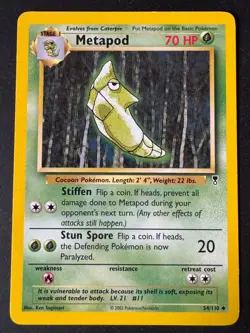 Metapod Pokemon Uncommon Card Legendary Collection 54/110 - 2002 - Image 1