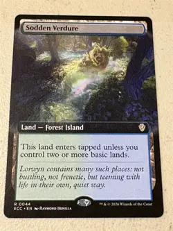 mtg borderless Sodden Verdure, dual land, Lorwyn Eclipsed Commander, unplayed - Image 1