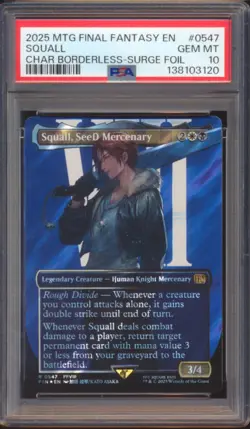MTG FINAL FANTASY SQUALL SEED MERCENARY BORDERLESS SURGE FOIL #0547 PSA 10! - Image 1