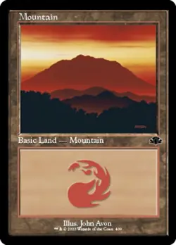 1x Mountain (409) - Foil - Retro Frame - Dominaria Remastered - Near Mint, Engli - Image 1