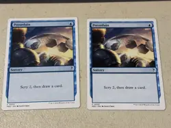 2 x mtg white border Preordain, Mystery Booster 2, unplayed - Image 1