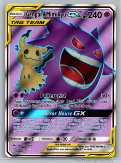Pokemon Gengar & Mimikyu GX Tag Team 164/181 S&M Team Up Holo Rare Full Art NM - Image 1