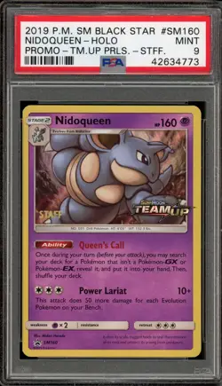 Pokemon Nidoqueen Team UP STAFF Prerelease Holo Promo SM160 PSA 9 Mint - Image 1