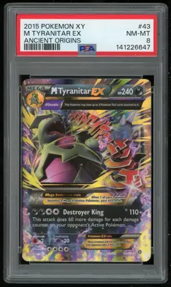 Pokemon TCG Mega Tyranitar EX Holo 43/98 Ancient Origins 2015 PSA 8 NM-MT - Image 1