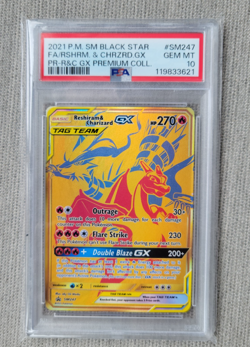 2021 POKEMON #SM247 RESHIRAM & CHARIZARD GX - **GRAIL** ONLY 19% PSA 10 POP! - Image 1