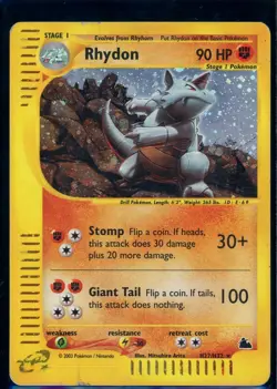 Pokemon SKYRIDGE - #H27/H32 Rhydon - Holo - ENG - Heavily Played/Damaged - Image 1