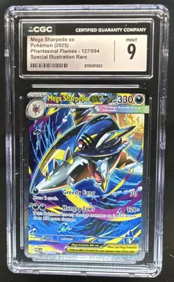 2025 Pokemon Mega Sharpedo ex Special Illustration Rare #127/094 CGC 9 - Image 1