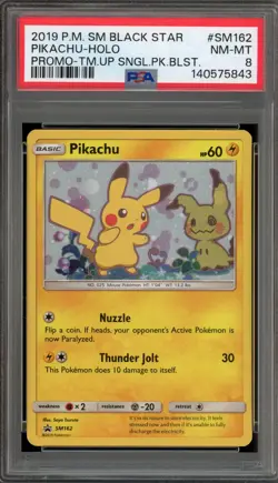 Pokemon Pikachu Team UP Blister Pk. Black Star Holo Promo SM162 PSA 8 - Image 1