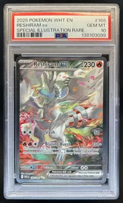 2025 Pokemon White Flare Reshiram ex Special Illustration Rare #166/086 PSA 10 - Image 1