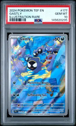 2024 POKEMON TEF EN-TEMPORAL FORCES ILLUSTRATION RARE #177 GASTLY PSA 10 - Image 1