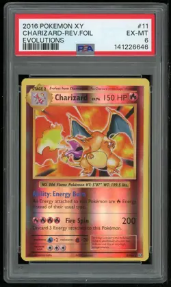 Pokemon TCG Charizard Reverse Foil Holo 11/108 Evolutions PSA 6 EX-MT - Image 1