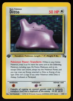 Ditto 3/62 Rare Fossil Holo 1st Edition Pokemon - Image 1