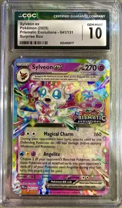 2025 Pokemon Prismatic Evolutions Surprise Box Sylveon ex #041 CGC 10 - Image 1