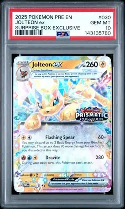 2025 POKEMON EN-PRISMATIC EVOLUTIONS SURPRISE BOX EXCLUSIVE JOLTEON EX PSA 10 - Image 1