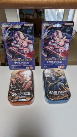 2x One Piece Card Game Tin Pack Set Volume 2 & 2x OP-14 The Azure Sea's Seven - Image 1