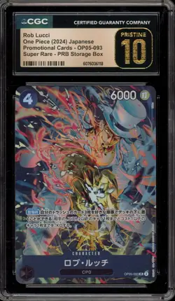 One Piece CCG Rob Lucci PRB Storage Bx. JPN SR Promo OP05-093 CGC 10 Pristine - Image 1