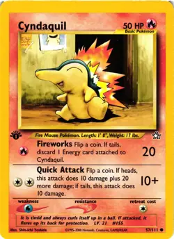 Pokemon TCG Neo Genesis Cyndaquil Card 57/111 Regular 1st Edition Common LP - Image 1